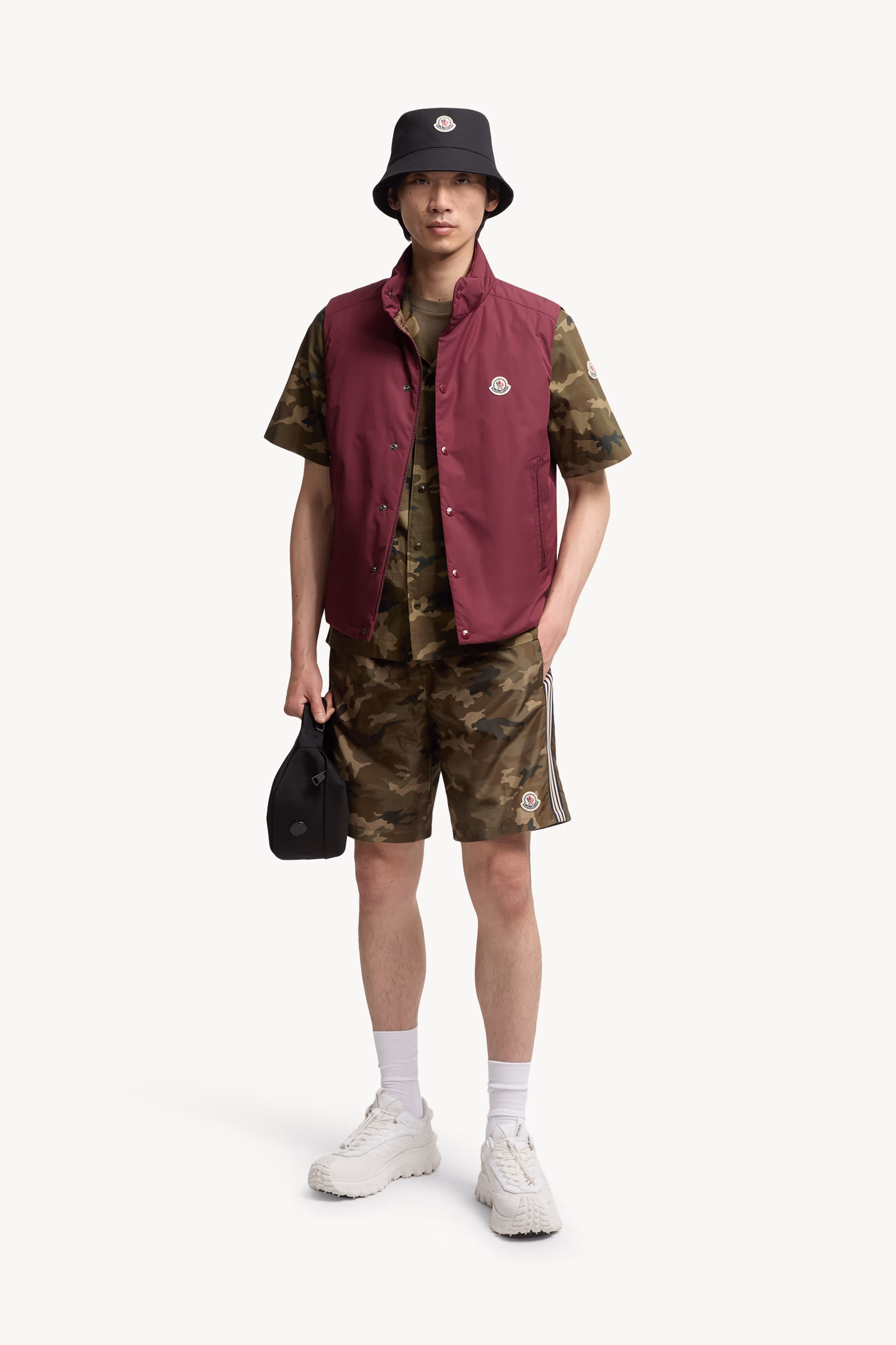 Printed Cotton Short Sleeve Shirt Men Green & Brown Moncler 0